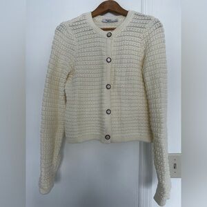 Na-KD Cream knit cotton cardigan